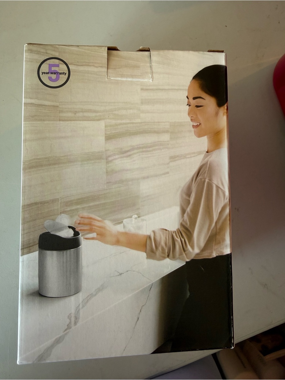 simplehuman Mini Can with Grey Trim - Silver and Grey - Picture 4 of 5